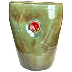 Stunning DOUBLE-SIDED and MARKED Pinched POTTERY Vase Applique Adorment 10 of 19